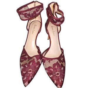🔥Essex Lane Elegant Burgundy Lace Heels